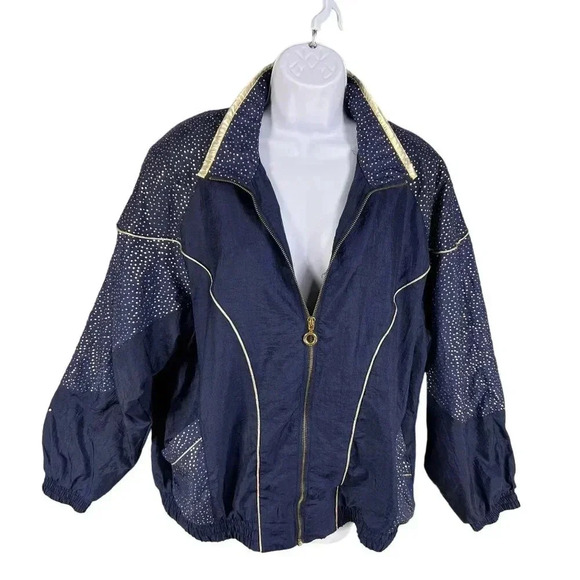 VTG NWT CabinCreek Womens M Jogging Track Suit 80s Blue Gold Lined Grannycore - Picture 12 of 16